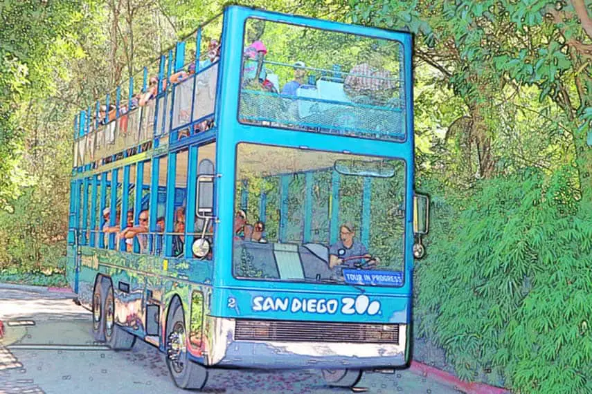 Guided Tour Bus photo digitally manipulated with hand drawing highlights.