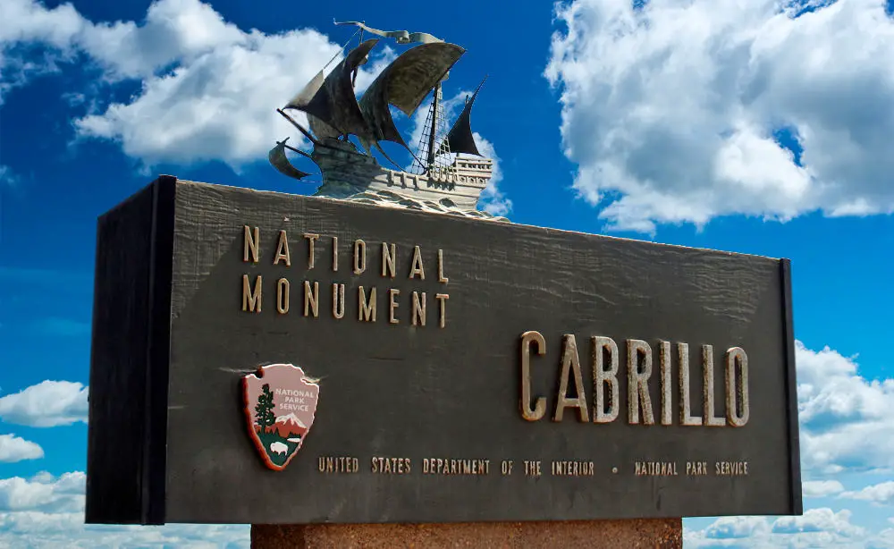 Cabrillo National Monument sign at entry.