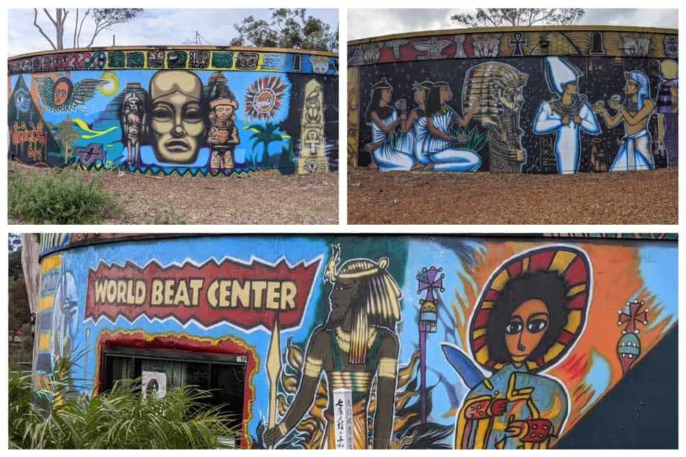 Balboa Park WorldBeat Center exterior murals.