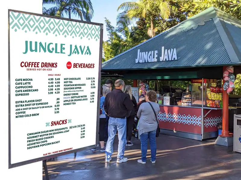 Jungle Java at San Diego Zoo with menu