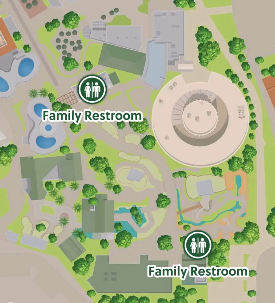 San Diego kids zoo bathroom location map.