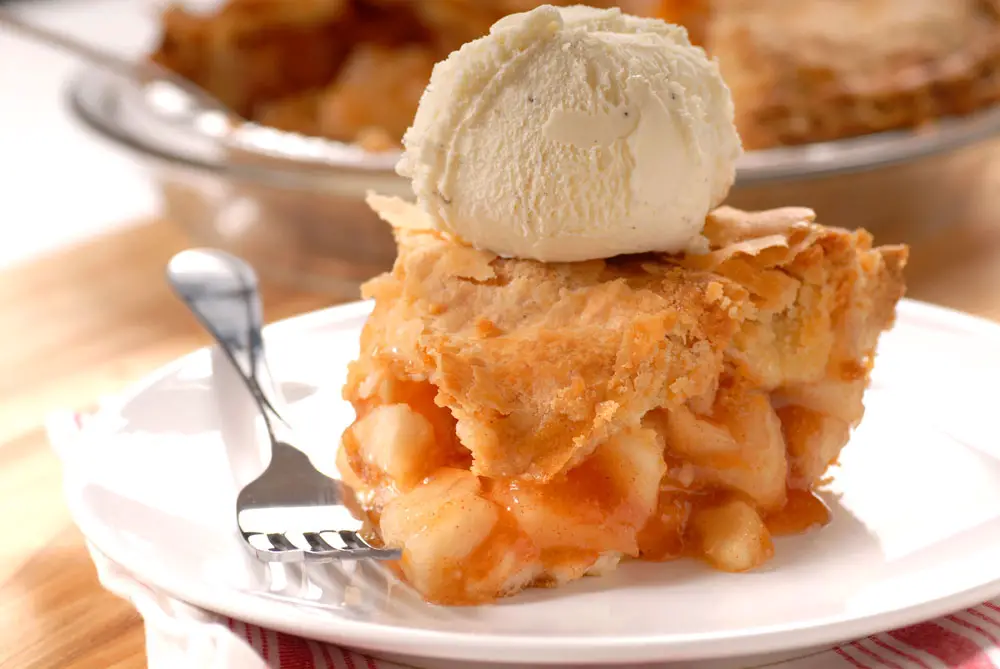 Julian Pie Company apple pie slice with ice cream.
